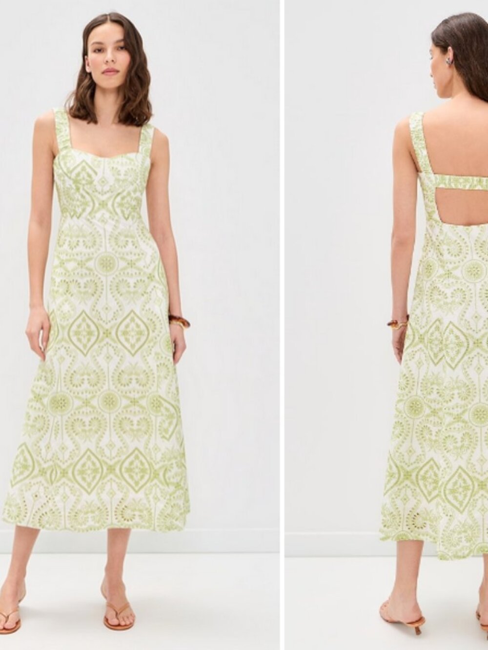 Green endless rose Eyelet Midi/ Maxi Dress